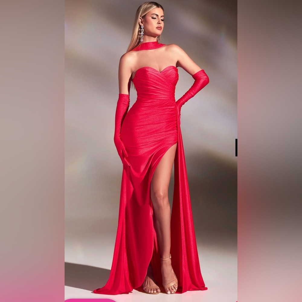Chic Red Strapless Maxi Dress